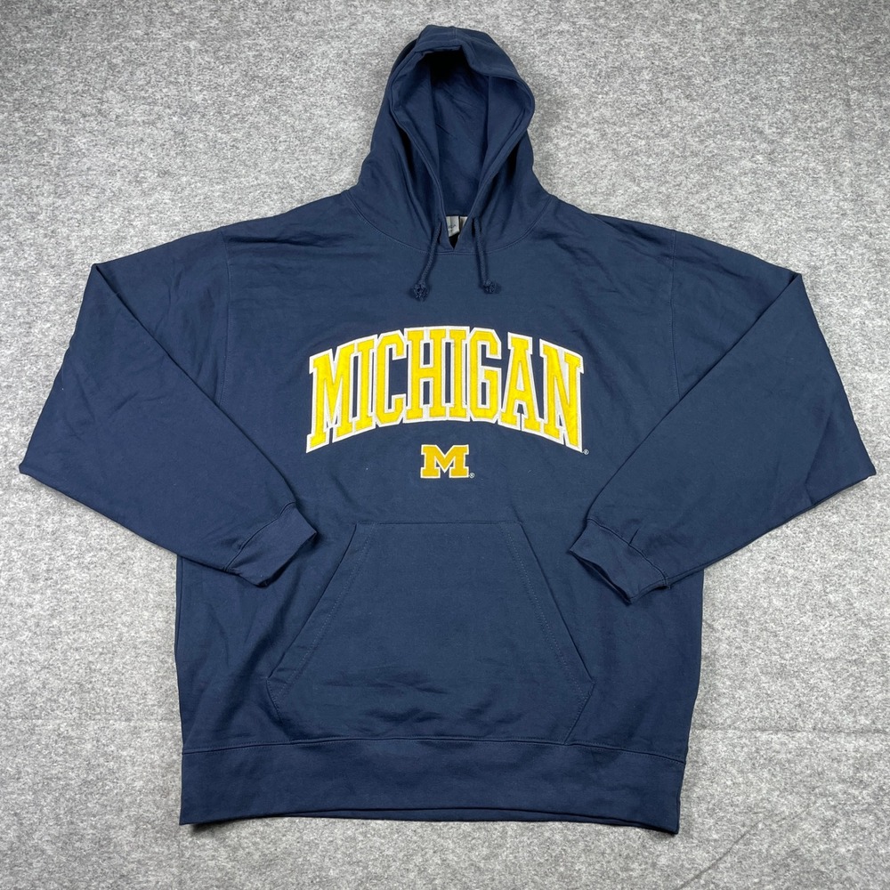 Vintage Michigan Wolverines Hoodie Mens XXL Navy J. America Applique Pullover